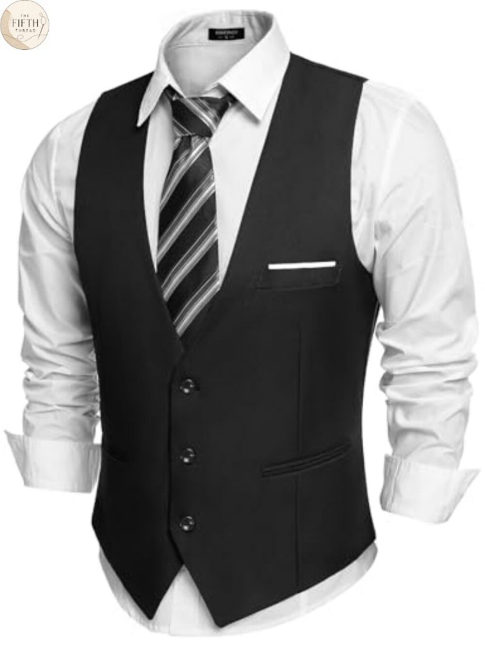 Men's Slim Fit Suit Vest Formal Dress Waistcoat Business V-Neck 3-Button